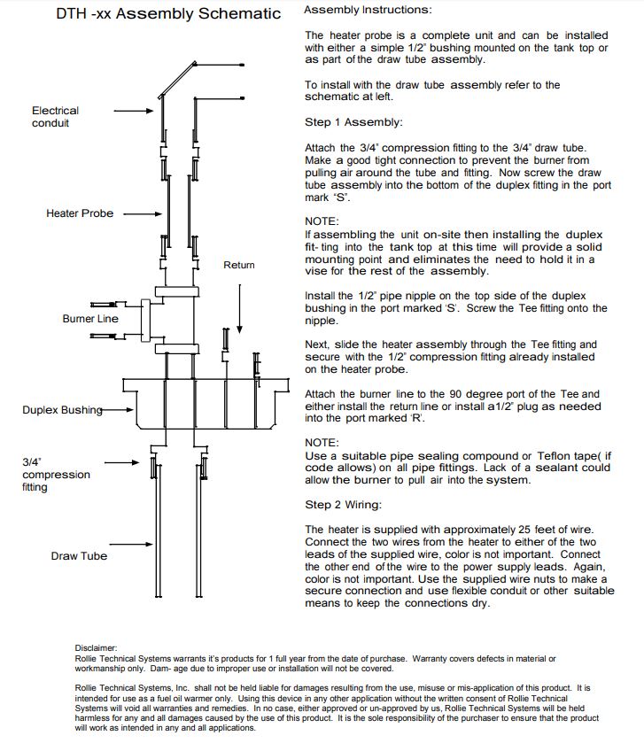 Rollie Systems Tank heater Installation Instructions